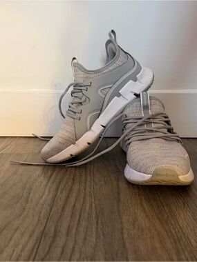 Reebok Light Gray Knit Slip-On Lace Sneakers